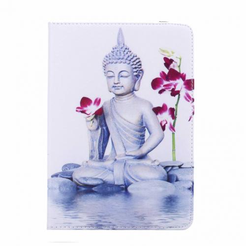 Buddha print lederen roterende hoes 