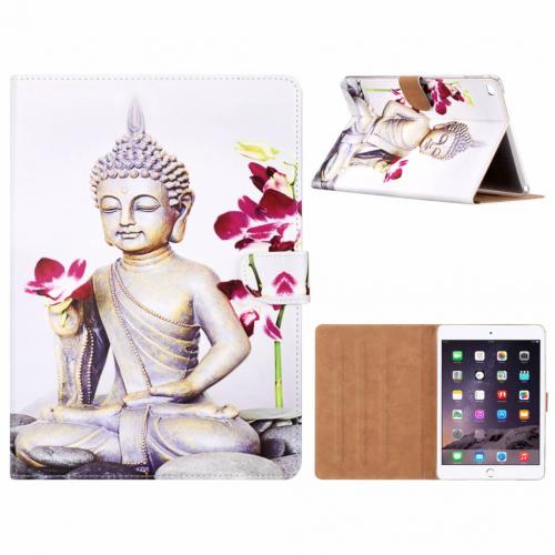 Buddha print lederen standaard hoes  Wit