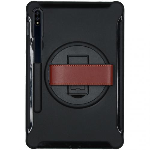 Defender Backcover met strap voor de Samsung Galaxy Tab S8 / S7 - Zwart