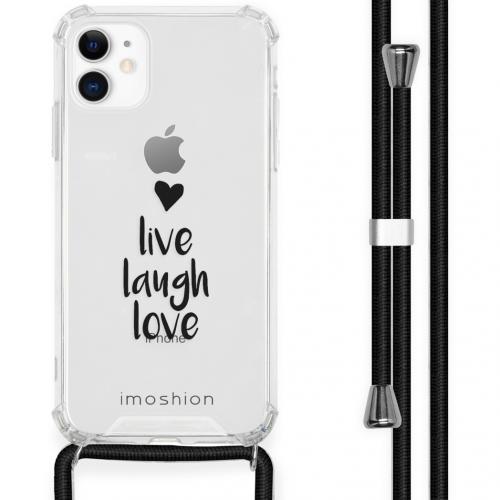 iMoshion Design hoesje met koord voor de iPhone 11 - Live Laugh Love - Zwart