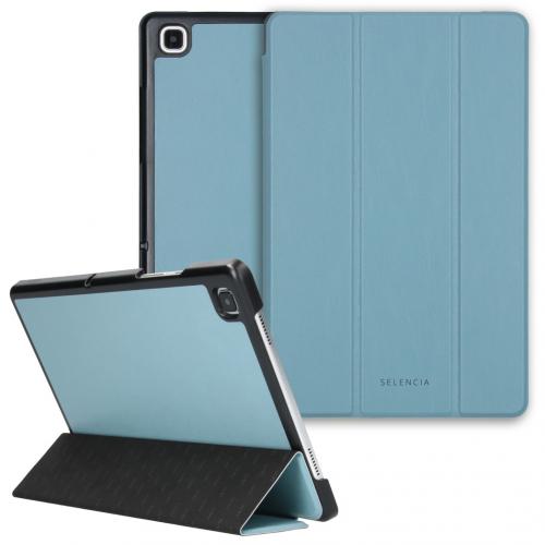 Selencia Nuria Vegan Lederen Trifold Book Case voor de Samsung Galaxy Tab A7 - Lichtblauw