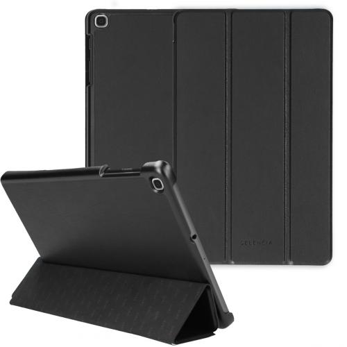 Selencia Nuria Vegan Lederen Trifold Book Case voor Samsung Galaxy Tab A 10.1 (2019) - Zwart
